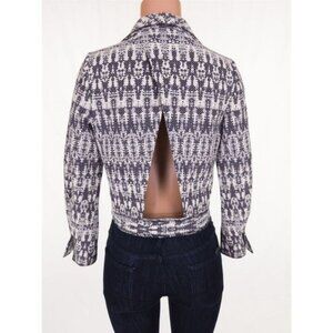 DEREK LAM 10 CROSBY 6 Open Back Jacket in Blue White Ikat
